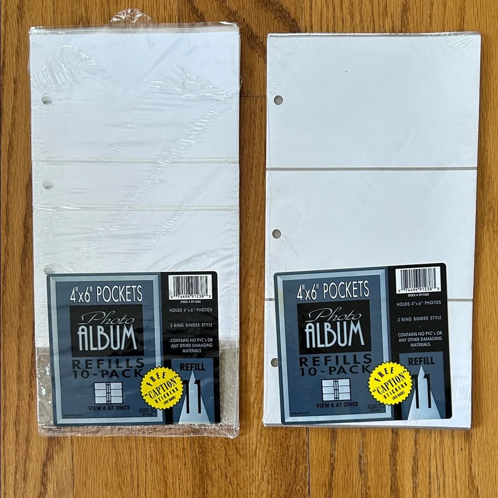 White 4x6 Photo Album Refill Pockets;Total-33 pages-(17 hold 2 photos;16 hold 3)